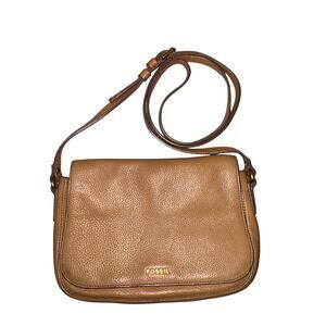 Fossil Tan leather small messenger bag